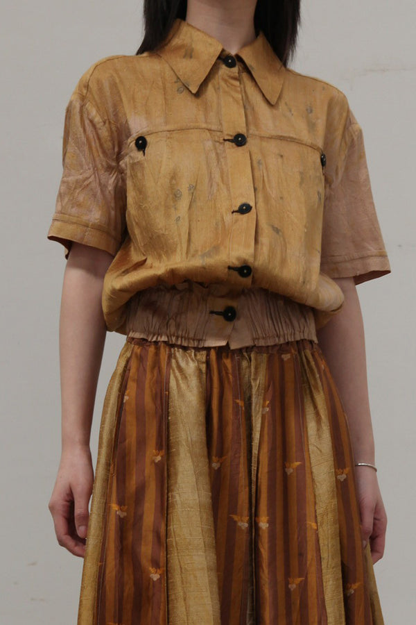 Mutedance Silk Waist Short Sleeve Shirt Series MD-MD24SS67-JIN Gold PM122